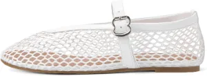 Mesh Flats for Women Mary Jane Flats with Straps Round Toe Buckle Slip on Flats Comfy Daily Casual Ballerina Shoes