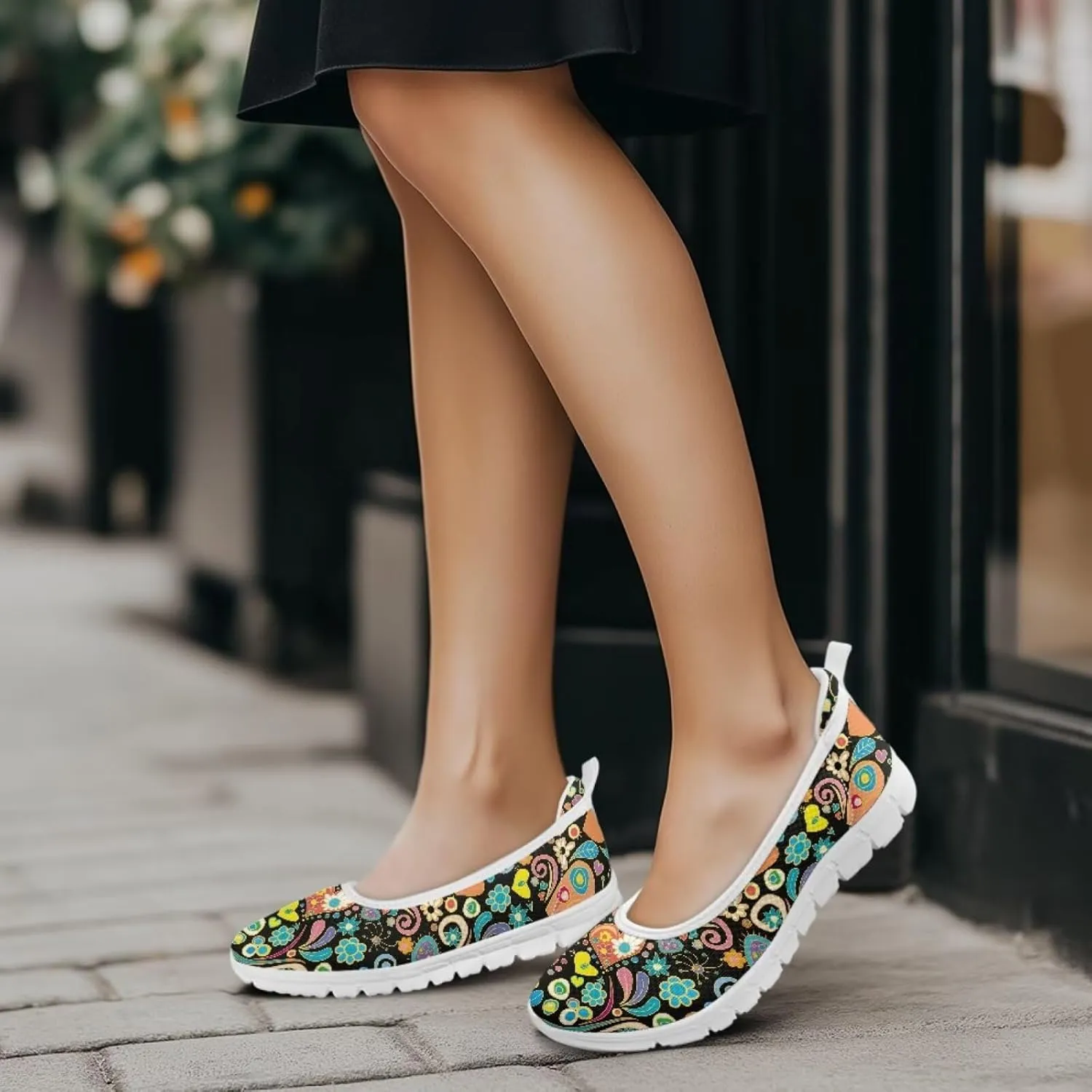 Modysero Womens Slip On Flats Round Toe for Summer Spring Work Womens Walking Shoes Trendy Daily Flats Shoes for Ladies