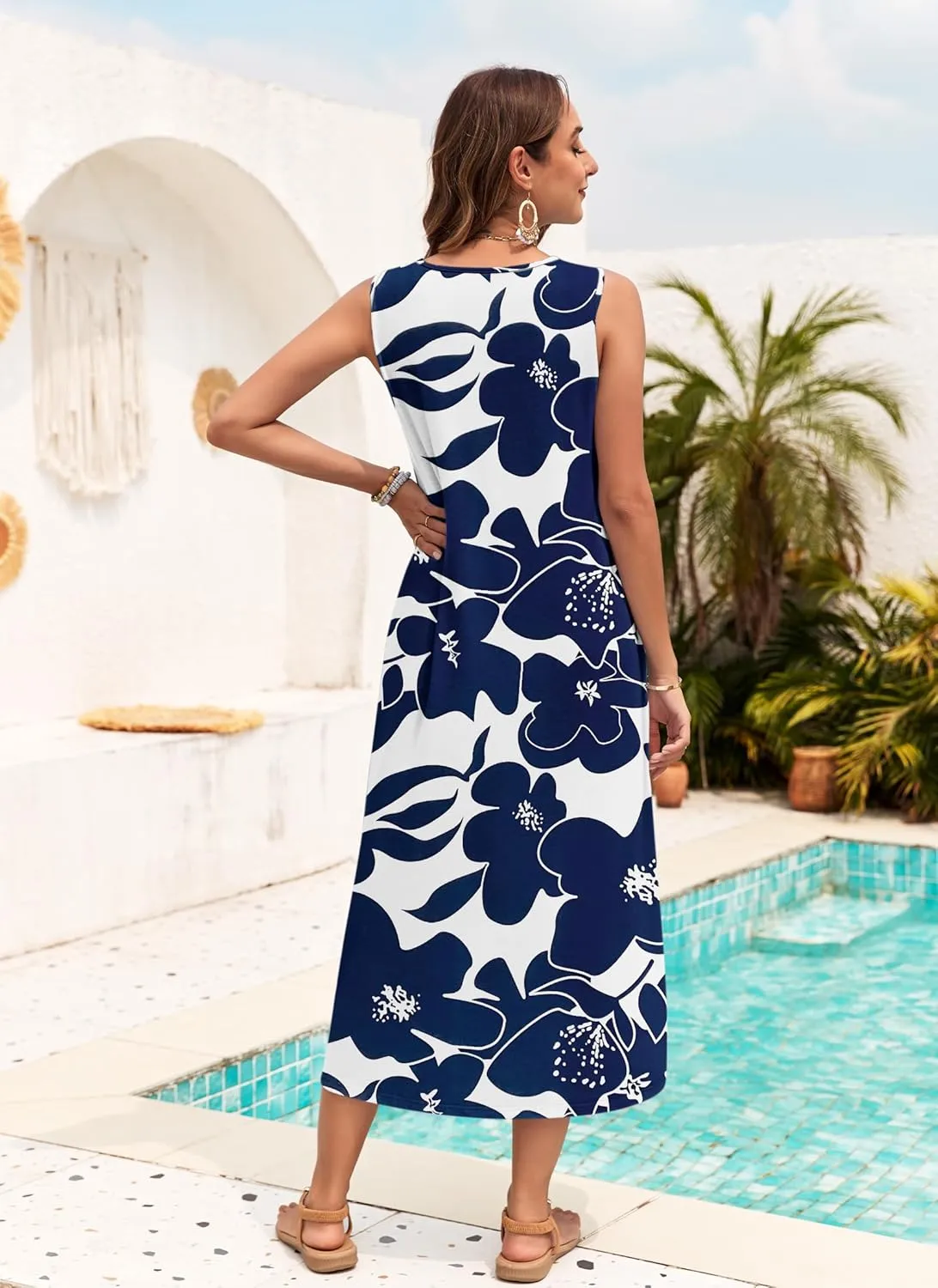 MOLERANI Women's Summer Maxi Dress 2025 Sleeveless Button Down Casual Loose Long Beach Sundress Travel Vacation Outfits