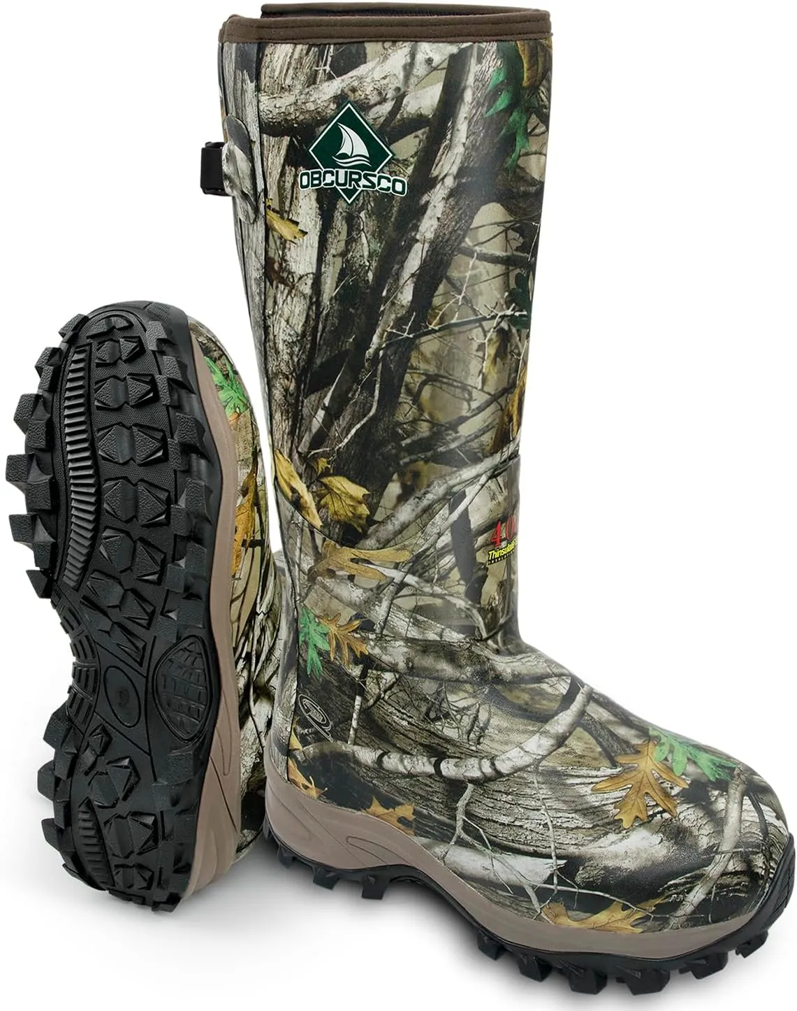 Obcursco 400g Insulation Rubber Hunting Boots for Men, Insulated Waterproof 6mm Neoprene Boot for Hunting (Camo)