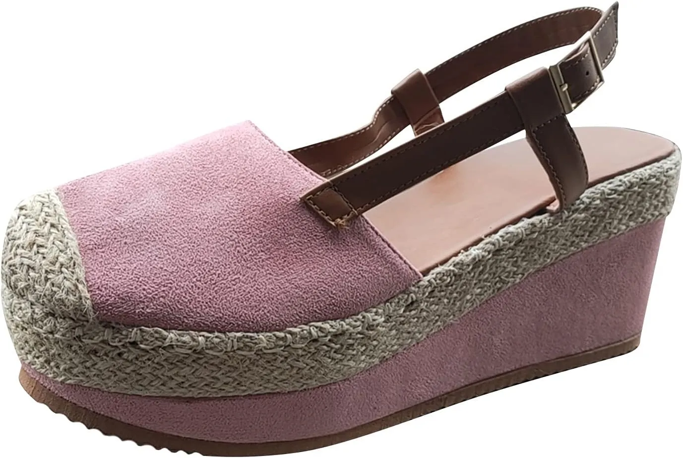 oiangi Women's Platform & Wedge Sandals Casual Summer Straps Buckle Slingback Baotou Closed Toes Heeled Sandals Comfy Boho Beach Shoes Sandalias Cuña
