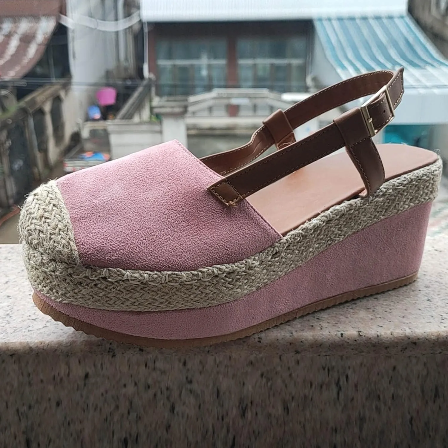 oiangi Women's Platform & Wedge Sandals Casual Summer Straps Buckle Slingback Baotou Closed Toes Heeled Sandals Comfy Boho Beach Shoes Sandalias Cuña