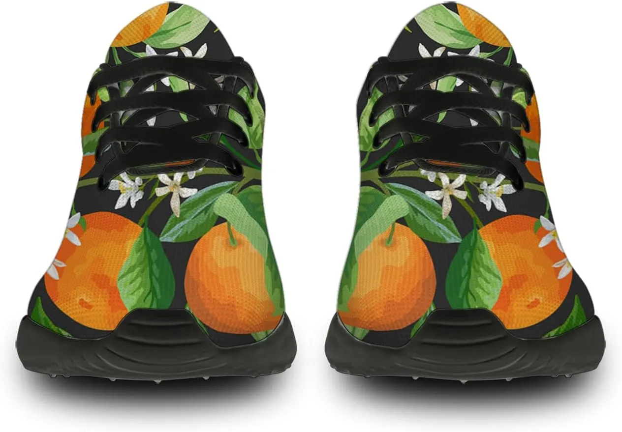 Orange Print Tennis Shoes Men Women Lightweight Running Shoes Walking Fashion Sneakers Gifts for Him Her