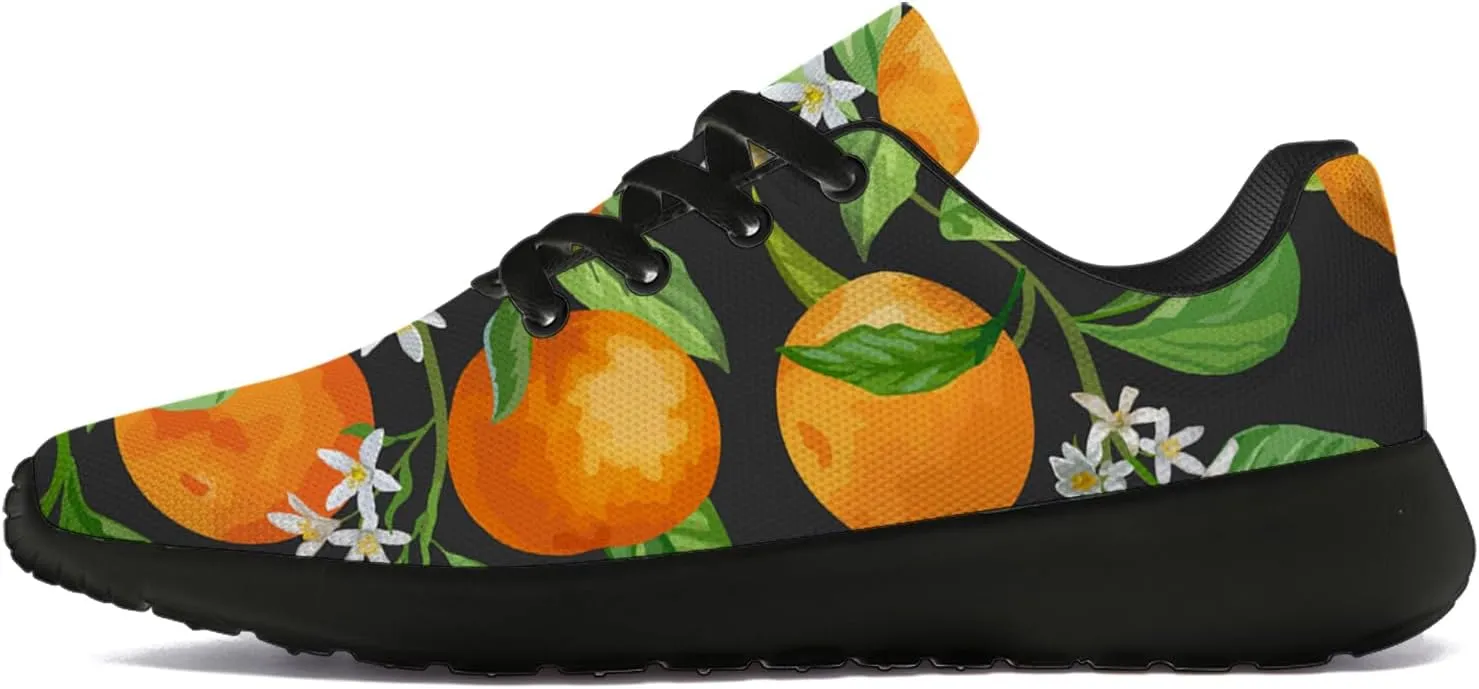 Orange Print Tennis Shoes Men Women Lightweight Running Shoes Walking Fashion Sneakers Gifts for Him Her