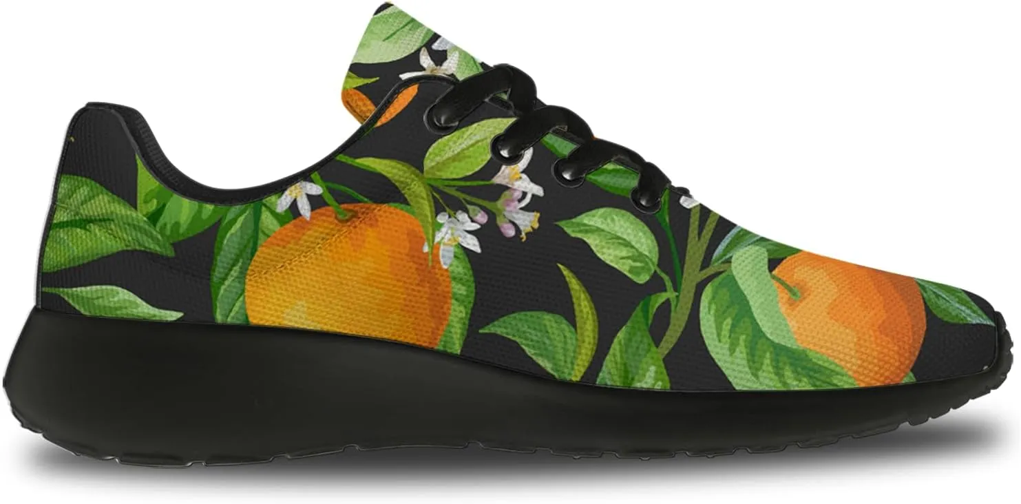 Orange Print Tennis Shoes Men Women Lightweight Running Shoes Walking Fashion Sneakers Gifts for Him Her