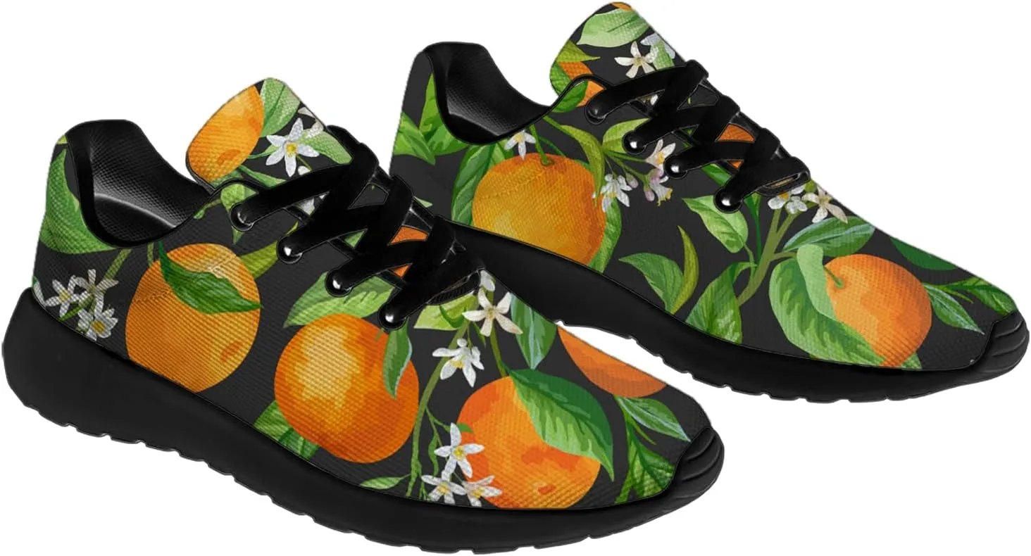 Orange Print Tennis Shoes Men Women Lightweight Running Shoes Walking Fashion Sneakers Gifts for Him Her
