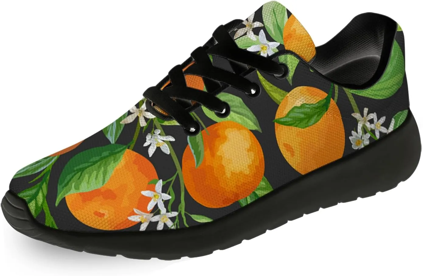 Orange Print Tennis Shoes Men Women Lightweight Running Shoes Walking Fashion Sneakers Gifts for Him Her