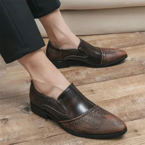 Oxford Dress Shoes for Men New Men Pointed Toe Crocodile Pattern Casual Patent Leather Shoes Moccasins Wedding Dress Formal Flats Footwear