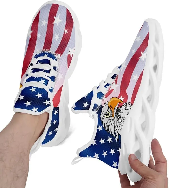 Patriotic Veterans Casual Sneaker American Flag Jogging Running Shoes Breathable Walking Flat Shoe for Men Women