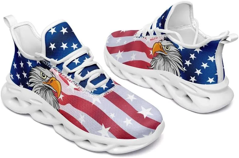Patriotic Veterans Casual Sneaker American Flag Jogging Running Shoes Breathable Walking Flat Shoe for Men Women