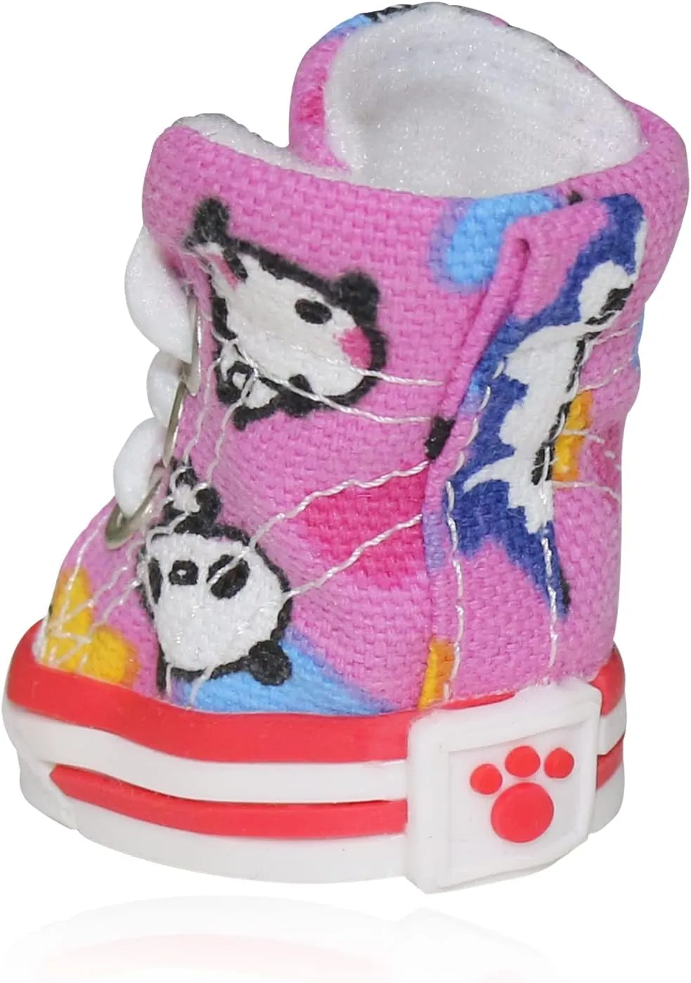 Pet Dog Shoes, BESUNTEK 4Pcs Puppy Canvas Sport Sneaker Boots for Outdoor Walking and Sports, Non-Slip Paw Protective Cover with Graffiti Design for Hot Pavement and Casual (Pink, #5)