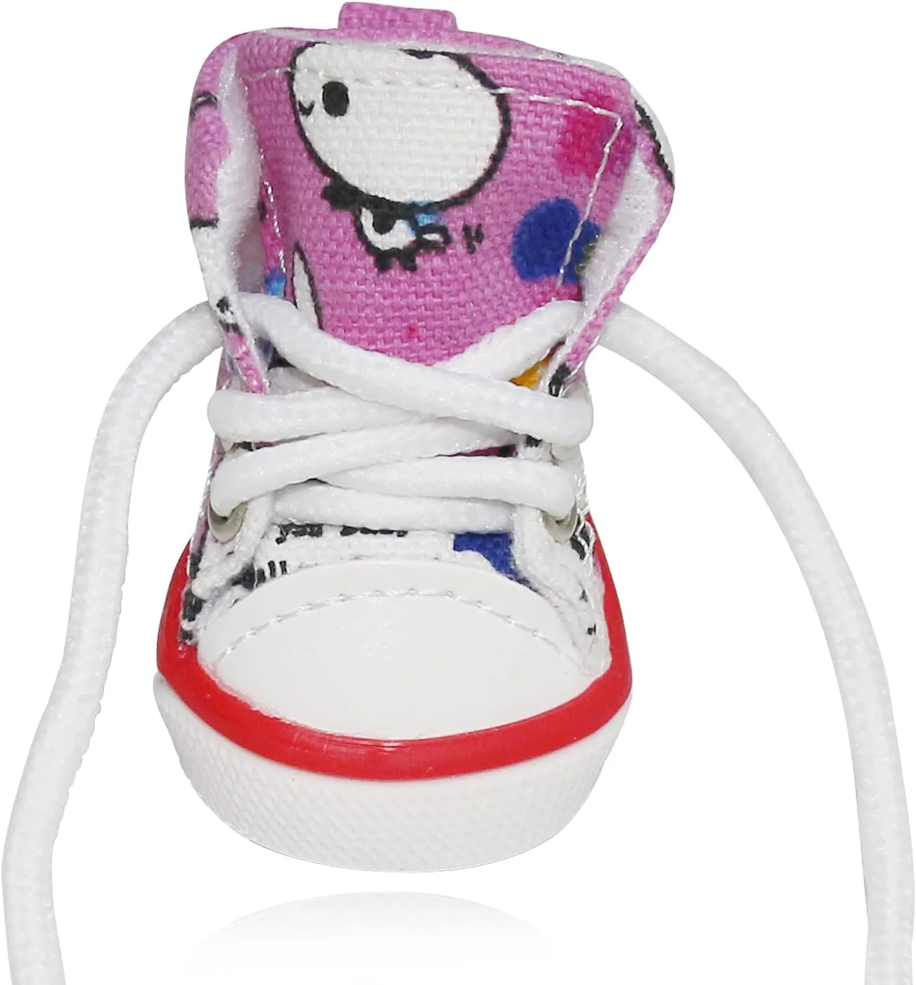 Pet Dog Shoes, BESUNTEK 4Pcs Puppy Canvas Sport Sneaker Boots for Outdoor Walking and Sports, Non-Slip Paw Protective Cover with Graffiti Design for Hot Pavement and Casual (Pink, #5)