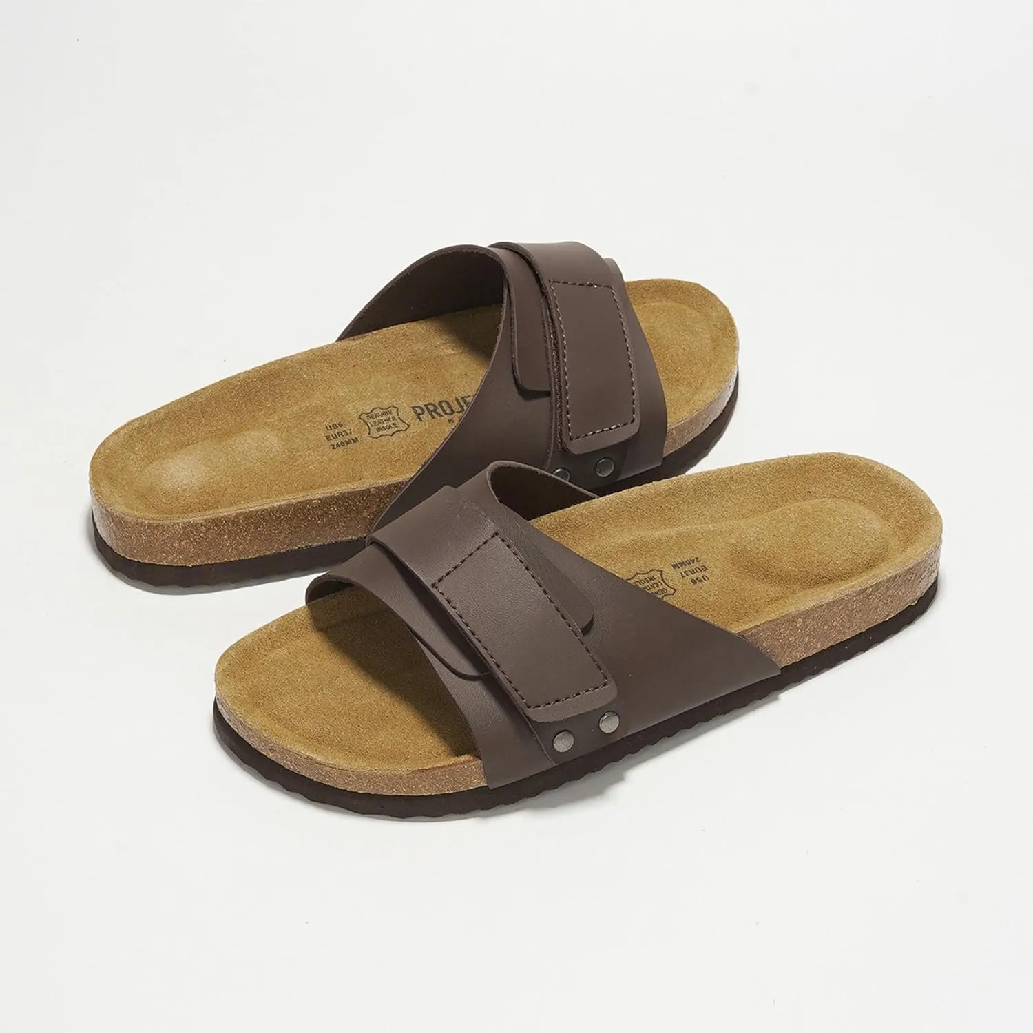 Project Cloud 100% Genuine Leather Womens Sandals - Memory Foam Slipper Women Vacation Essentials with Adjustable Straps - Non Slip Sandals for Women 2025 (Wren)