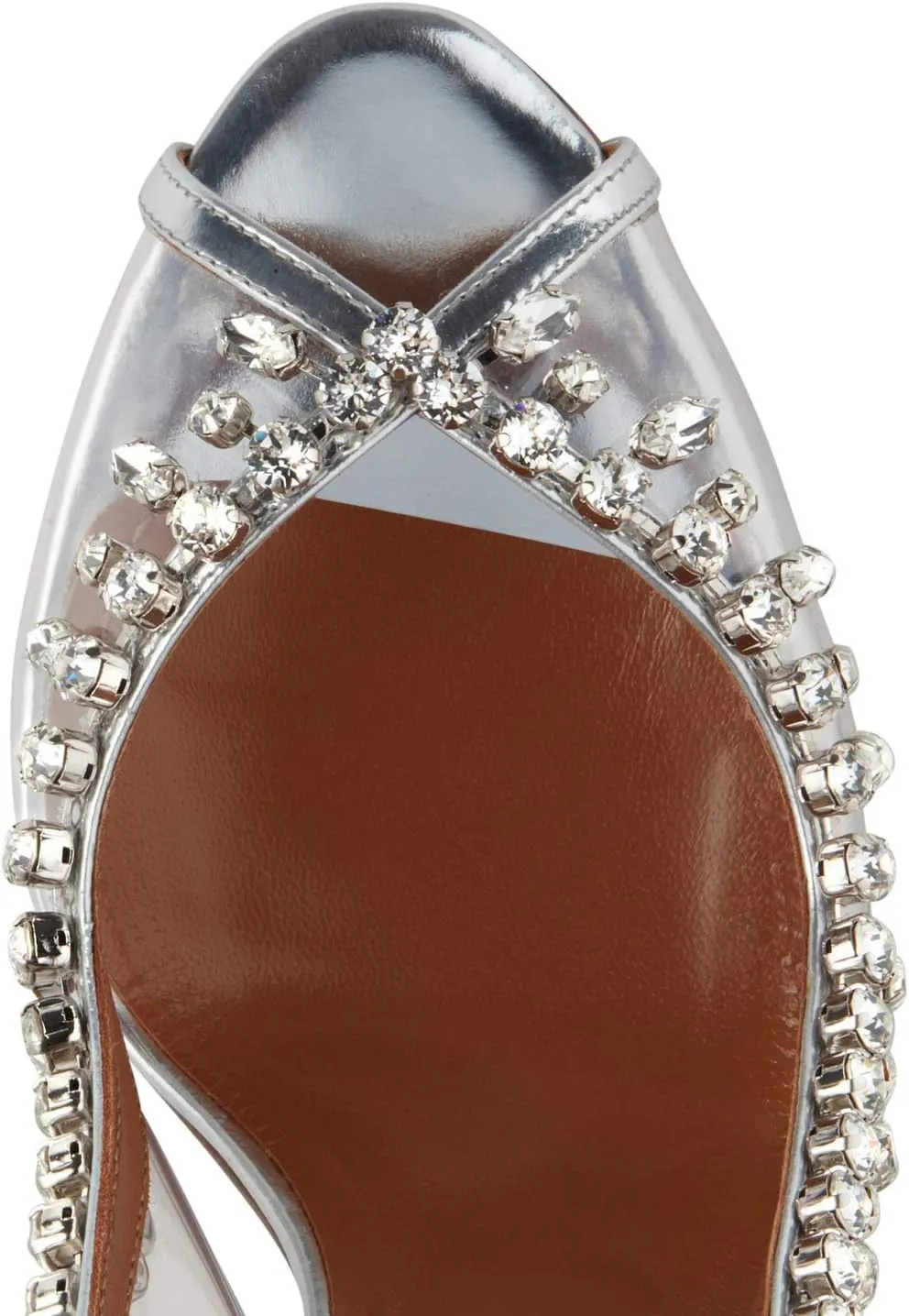 Rhinestone Clear Heels for Women Pointed Stiletto High Heels for Women Backless Peep Toe Slip On Heel Sandals