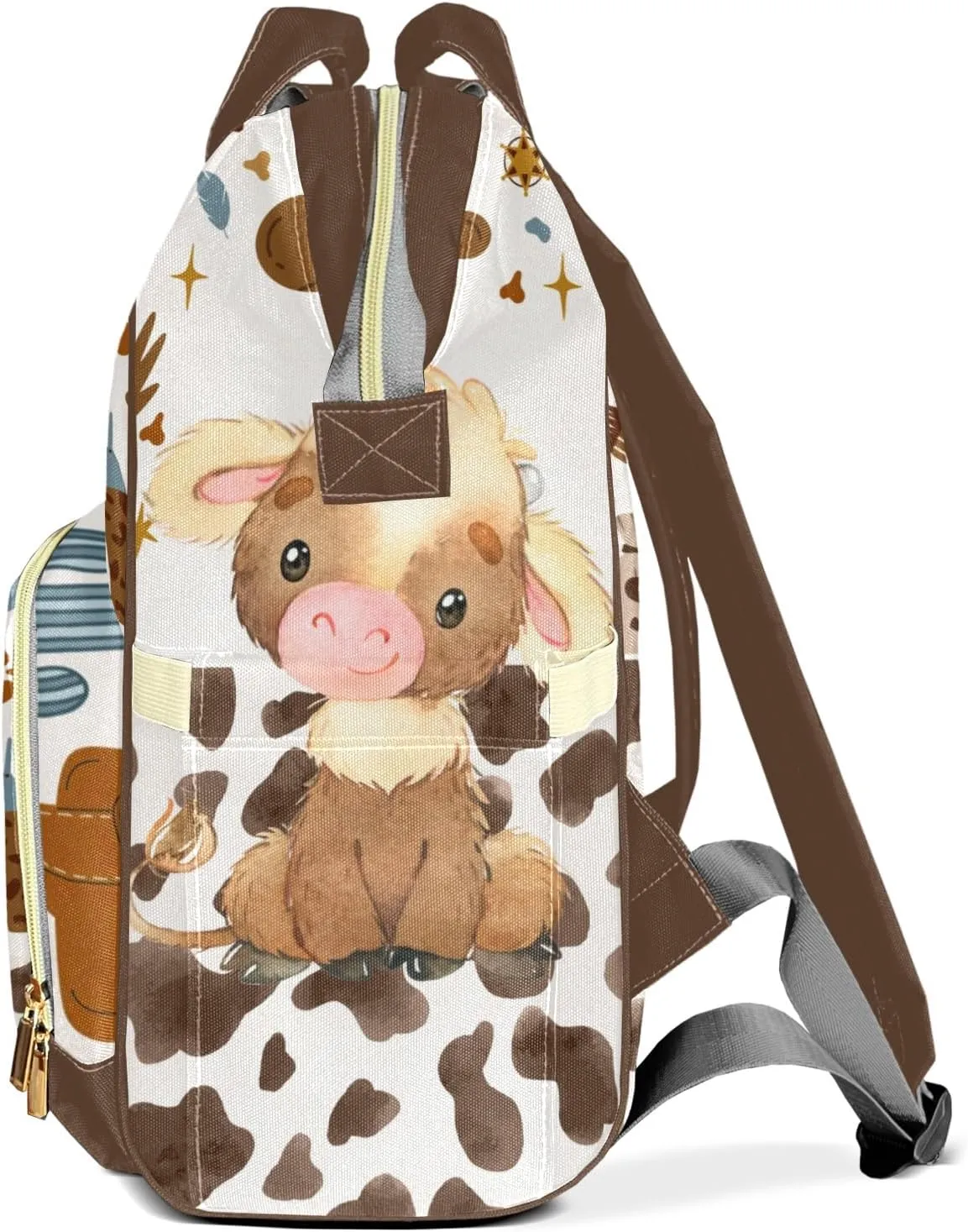 Rodeo Cowboy Cow Boots Personalized Large Capacity Diaper Bags,Custom Name Backpack Casual Daypack Bag Nappy Bag Gifts, Design 13, SFA055SS