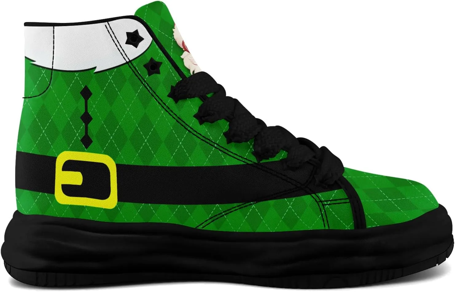 Santa-Themed High-Top Sneakers, Festive Footwear, Comfortable Lightweight Shoes for Men Women, Christmas Day