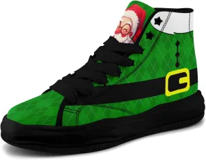 Santa-Themed High-Top Sneakers, Festive Footwear, Comfortable Lightweight Shoes for Men Women, Christmas Day
