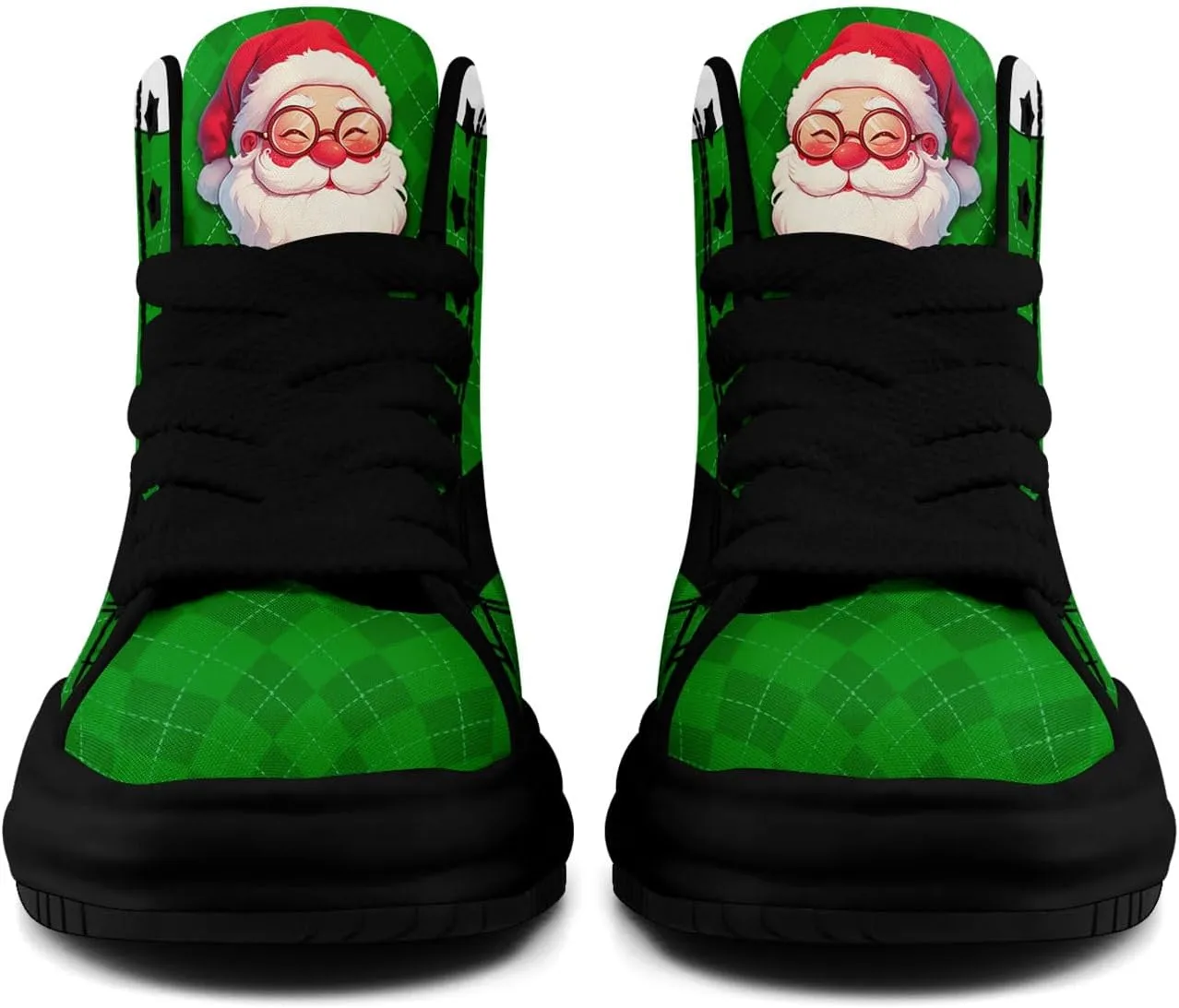 Santa-Themed High-Top Sneakers, Festive Footwear, Comfortable Lightweight Shoes for Men Women, Christmas Day