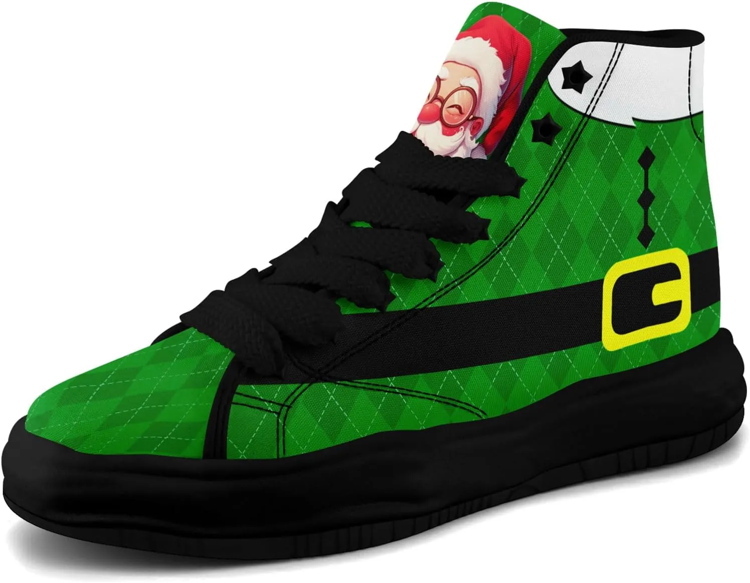 Santa-Themed High-Top Sneakers, Festive Footwear, Comfortable Lightweight Shoes for Men Women, Christmas Day