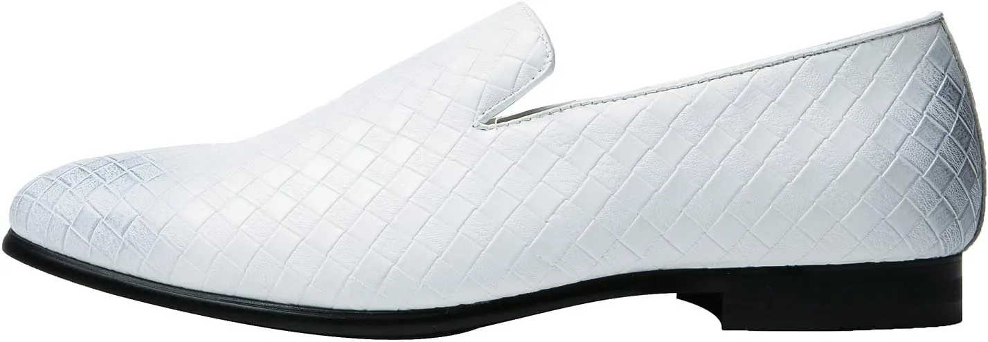 Santimon Mens Loafers Fashion Weave Dress Driving Flats Slip on Penny Loafer Casual Shoes Black Blue Red White