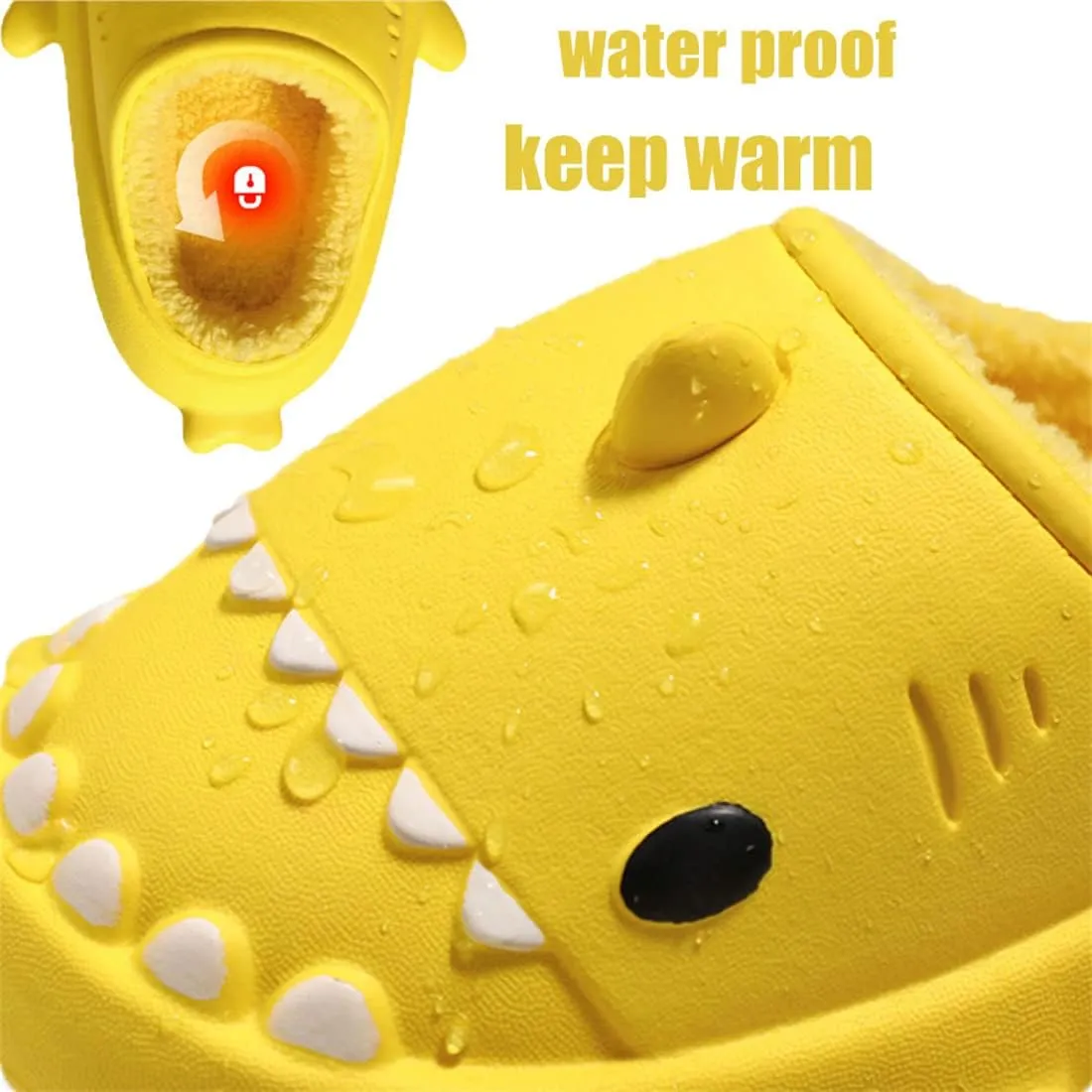 Shark Slides Winter, Fluffy Plush Slides, Adults & Kids Winter Nonslip Soft Comfy Cloud Slippers