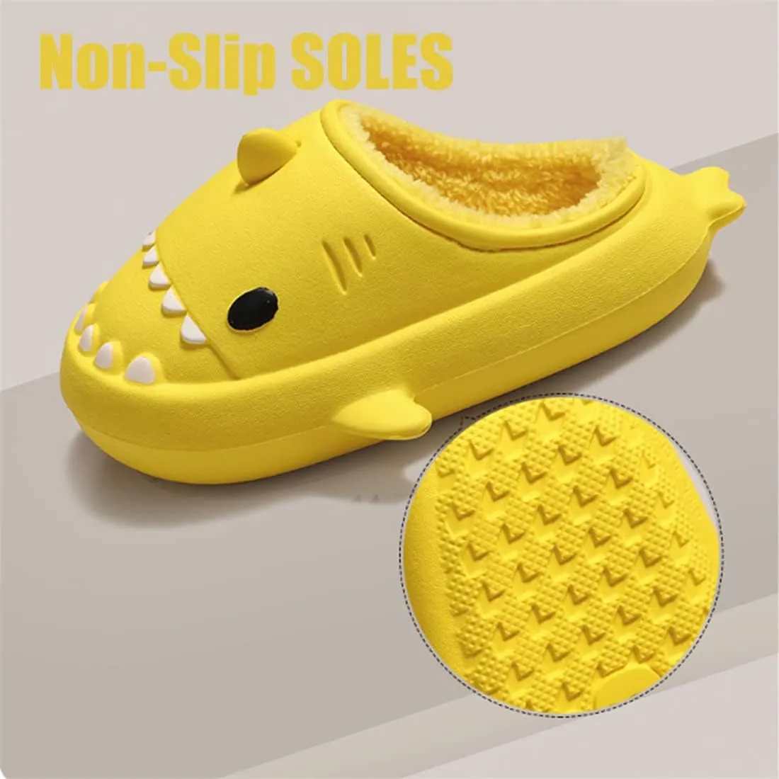 Shark Slides Winter, Fluffy Plush Slides, Adults & Kids Winter Nonslip Soft Comfy Cloud Slippers
