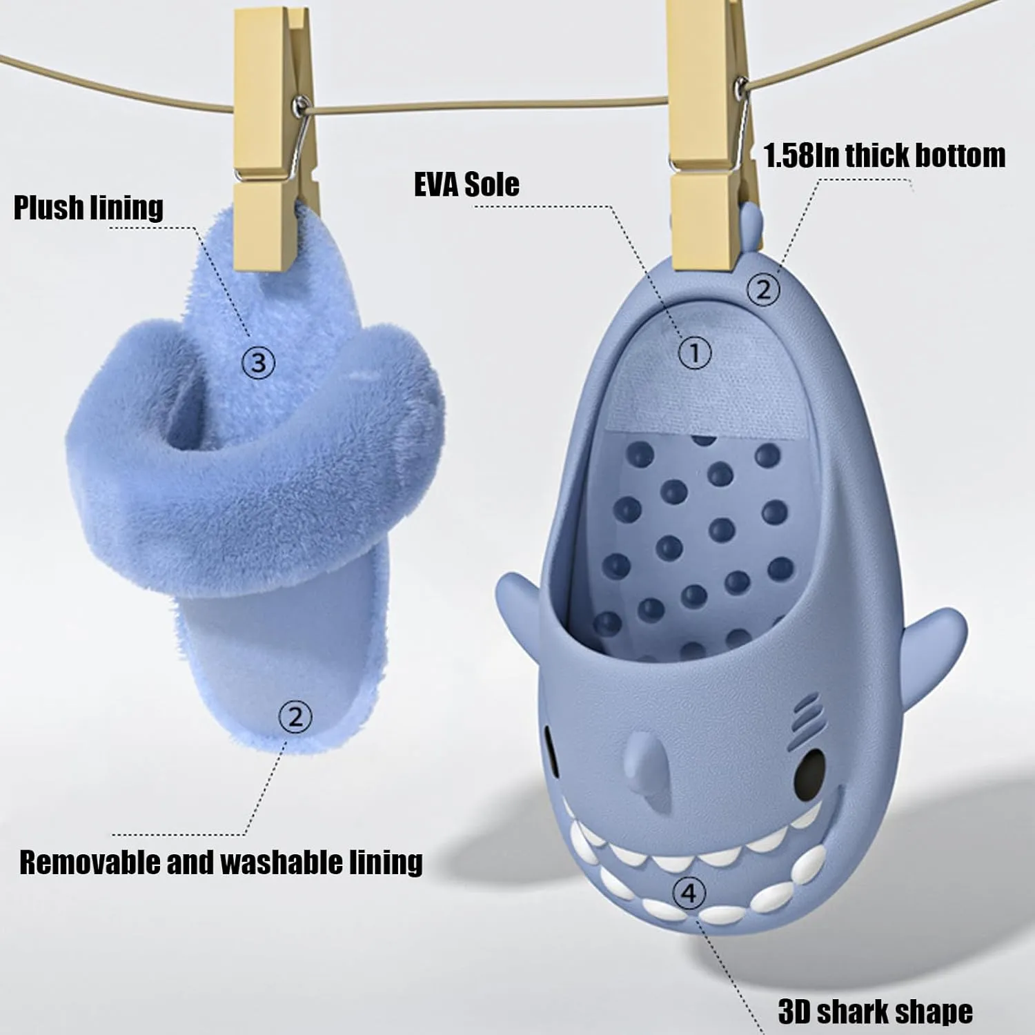 Sharklas Polares, Sharklas De Invierno Shark Slides, Anti-Slip Shark Cloud Slippers, Shark Sandals For Kids Girls Boys