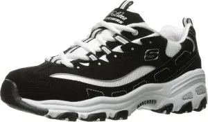 Skechers Women's D'Lites-Me Time Sneaker, Black/White, 5.5 W US