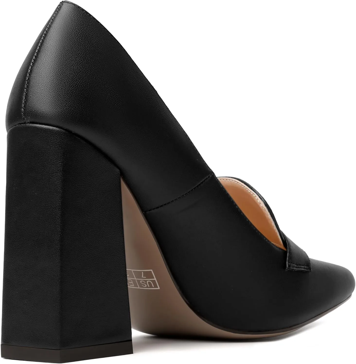 SKYSTERRY Womens Casual Slip On Square Toe Office Matte Block High Heel Loafers Shoes 4 Inch