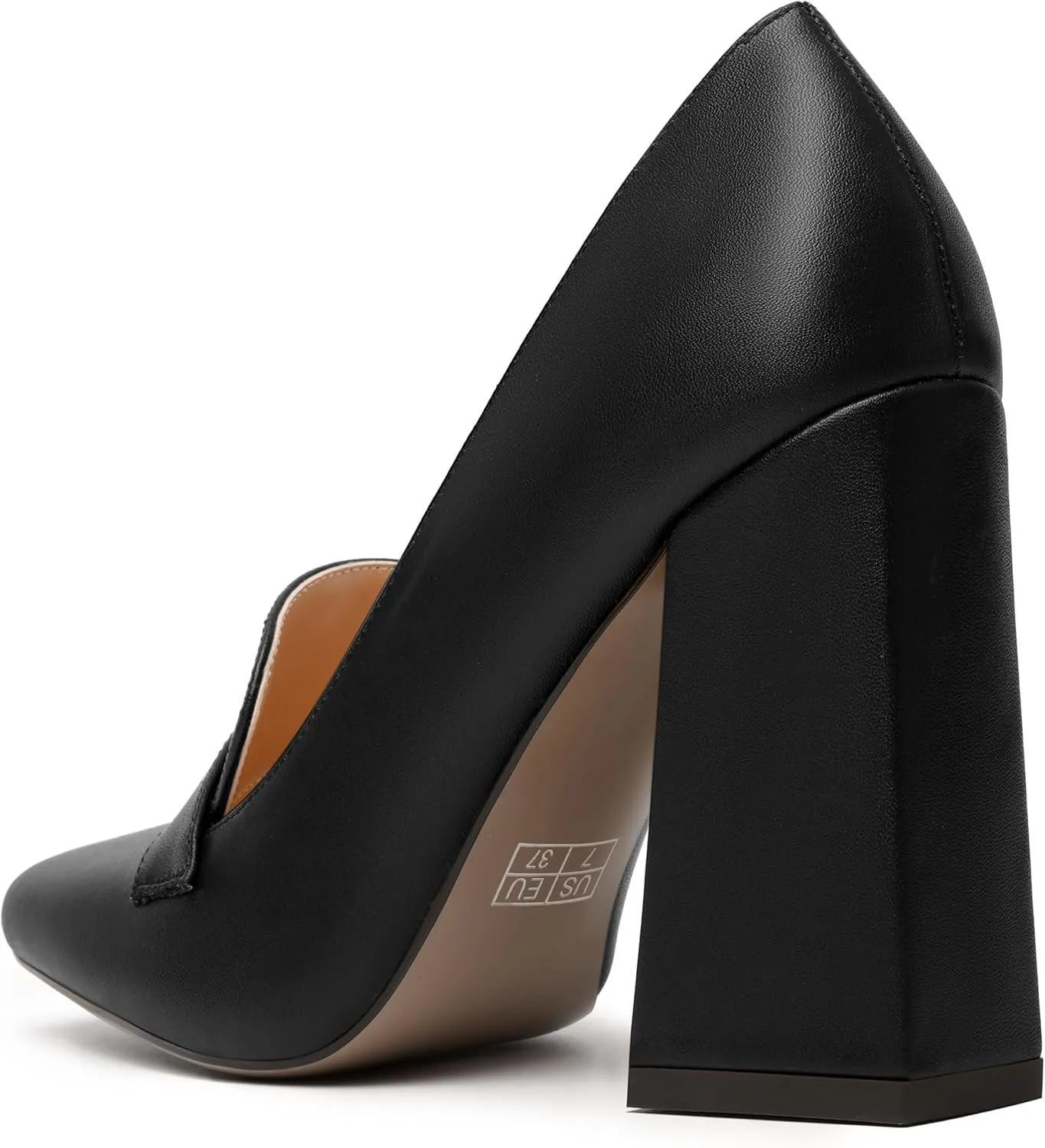 SKYSTERRY Womens Casual Slip On Square Toe Office Matte Block High Heel Loafers Shoes 4 Inch