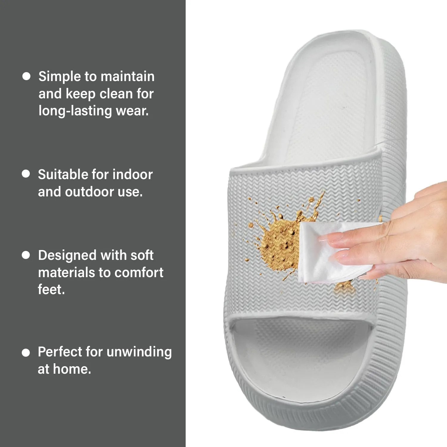 Slides Pillow Slippers for Women and Men Non Slip Quick Drying Shower Slides Bathroom Sandals | Thick Sole | Anti-Slip Cloud Slippers Lightweight Spa Open Toe Shower Sandals | Indoor & Outdoor