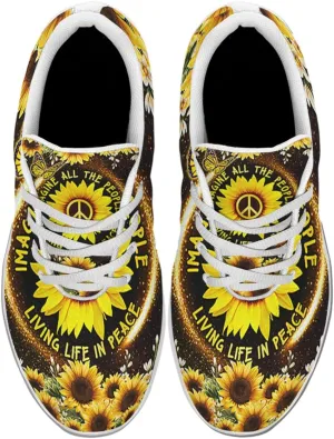 Sonzj-II Peace Hippie Printed Men Women Running Walking Shoes Lightweight Breathable Fashion Sneakers