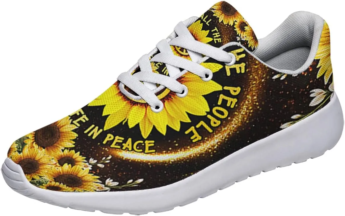 Sonzj-II Peace Hippie Printed Men Women Running Walking Shoes Lightweight Breathable Fashion Sneakers
