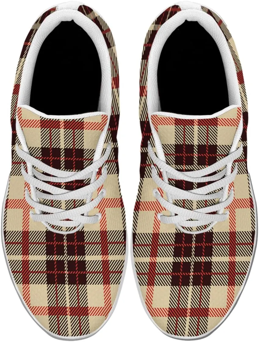 Sonzj-II Plaid Shoes for Women Fashion Ultra Lightweight Running Sneakers Men Buffalo Plaid Sneakers