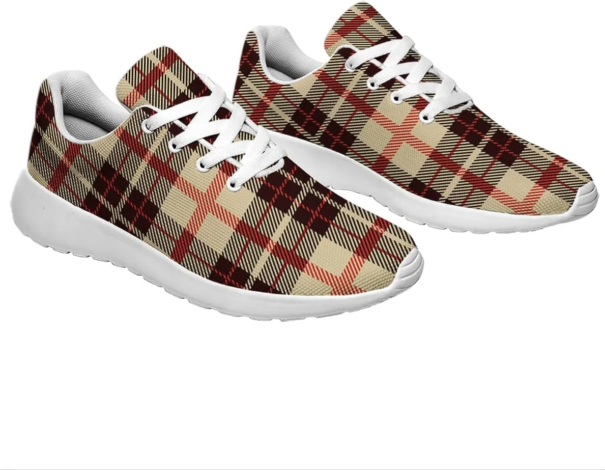 Sonzj-II Plaid Shoes for Women Fashion Ultra Lightweight Running Sneakers Men Buffalo Plaid Sneakers