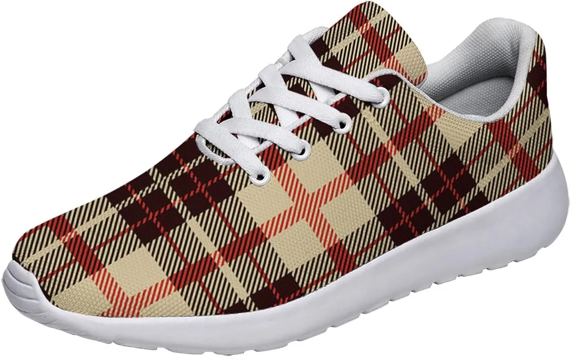 Sonzj-II Plaid Shoes for Women Fashion Ultra Lightweight Running Sneakers Men Buffalo Plaid Sneakers