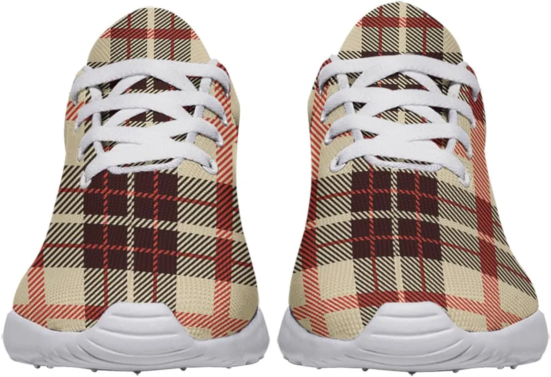 Sonzj-II Plaid Shoes for Women Fashion Ultra Lightweight Running Sneakers Men Buffalo Plaid Sneakers