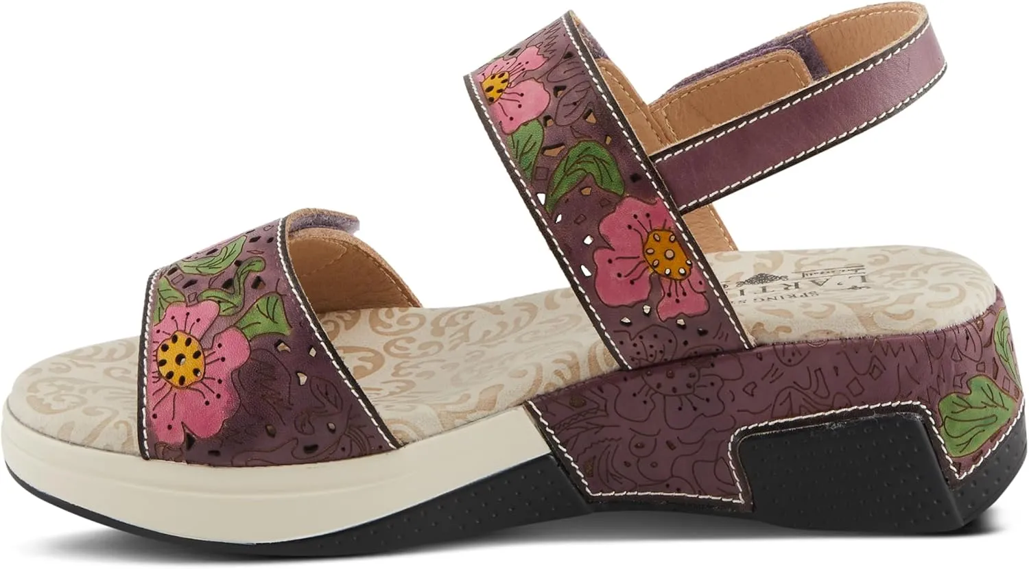 Spring Step L'Artiste Women's CAITLINA - Hand-Painted Floral Athleisure Sandals for Women