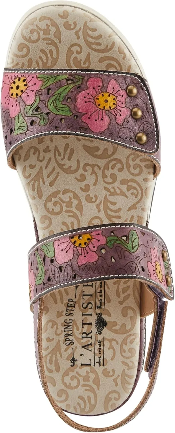 Spring Step L'Artiste Women's CAITLINA - Hand-Painted Floral Athleisure Sandals for Women