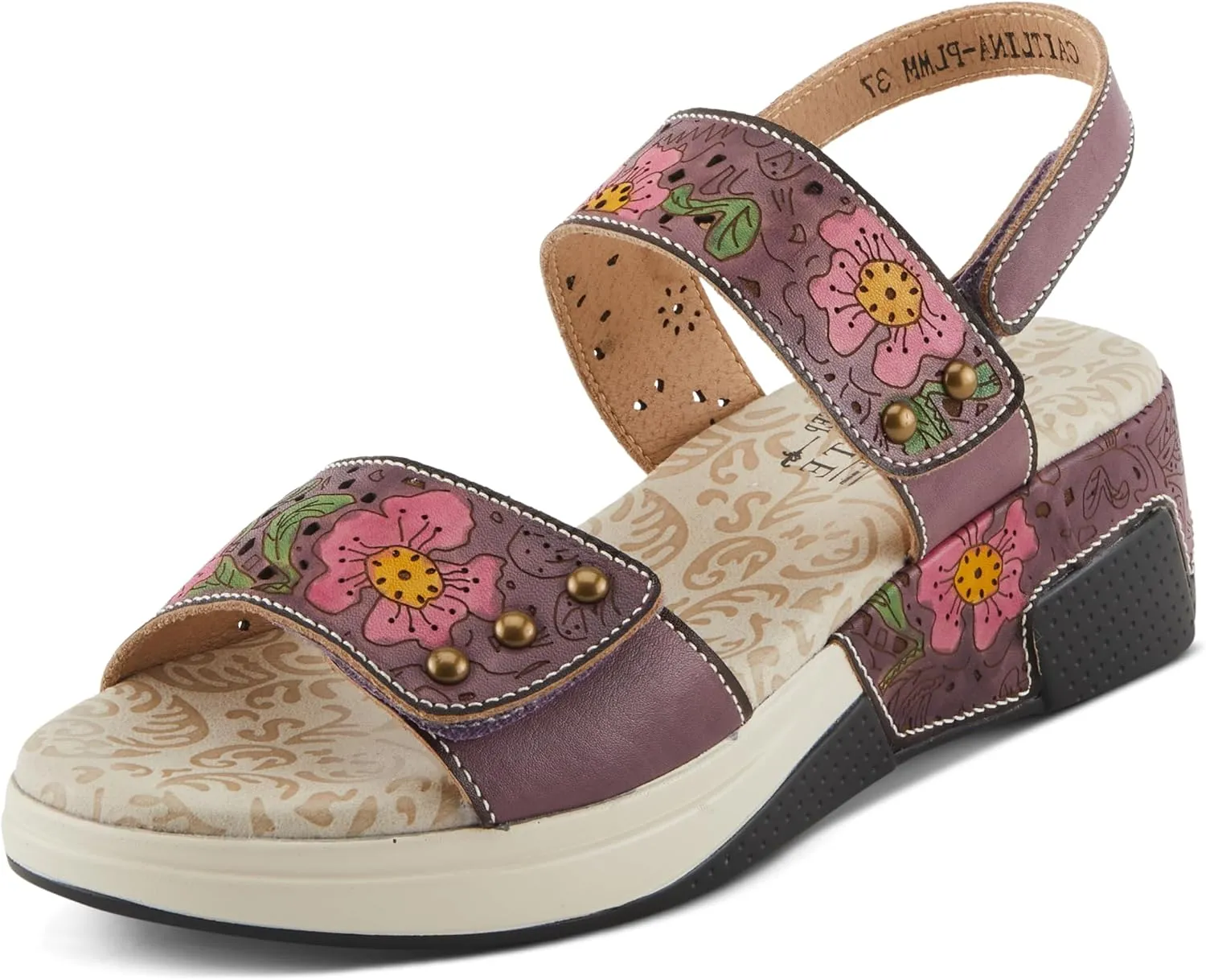 Spring Step L'Artiste Women's CAITLINA - Hand-Painted Floral Athleisure Sandals for Women