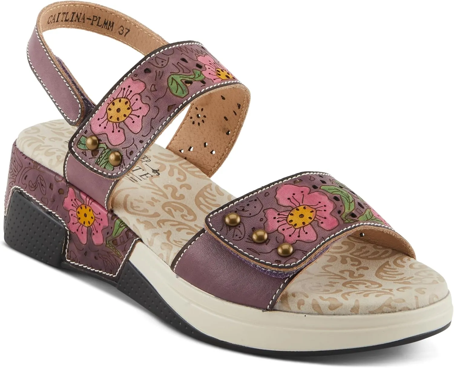 Spring Step L'Artiste Women's CAITLINA - Hand-Painted Floral Athleisure Sandals for Women