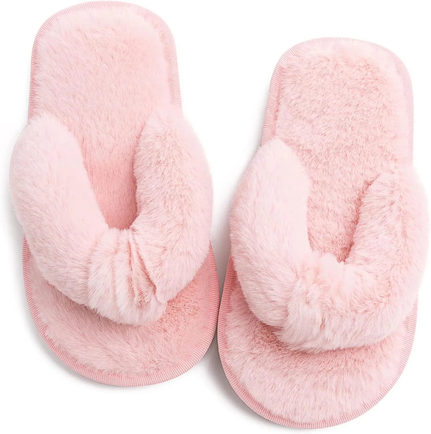 techcity Boys Girls Fuzzy Flip Flop Slippers Kids Cute Soft Comfy Open Toe Fluffy Slip On Thong Flat Sandals House Home Fur Slides Indoor Outdoor