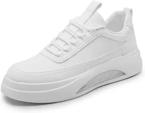 TERBOFIN Men's White Sneakers Low Top Casual Walking Shoes Fashion Sneakers Flats Skate Shoes for Travel Gym Work