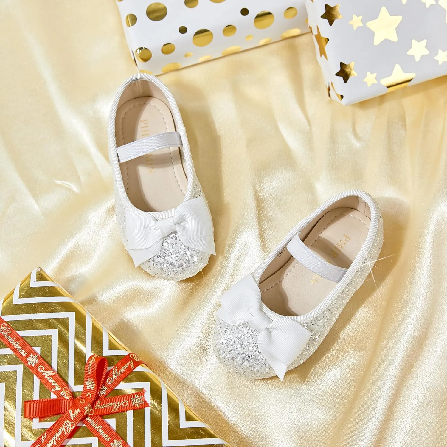 Toddler Flower Girl Dress Shoes - Little Girl Ballet Flats Bow Wedding Party