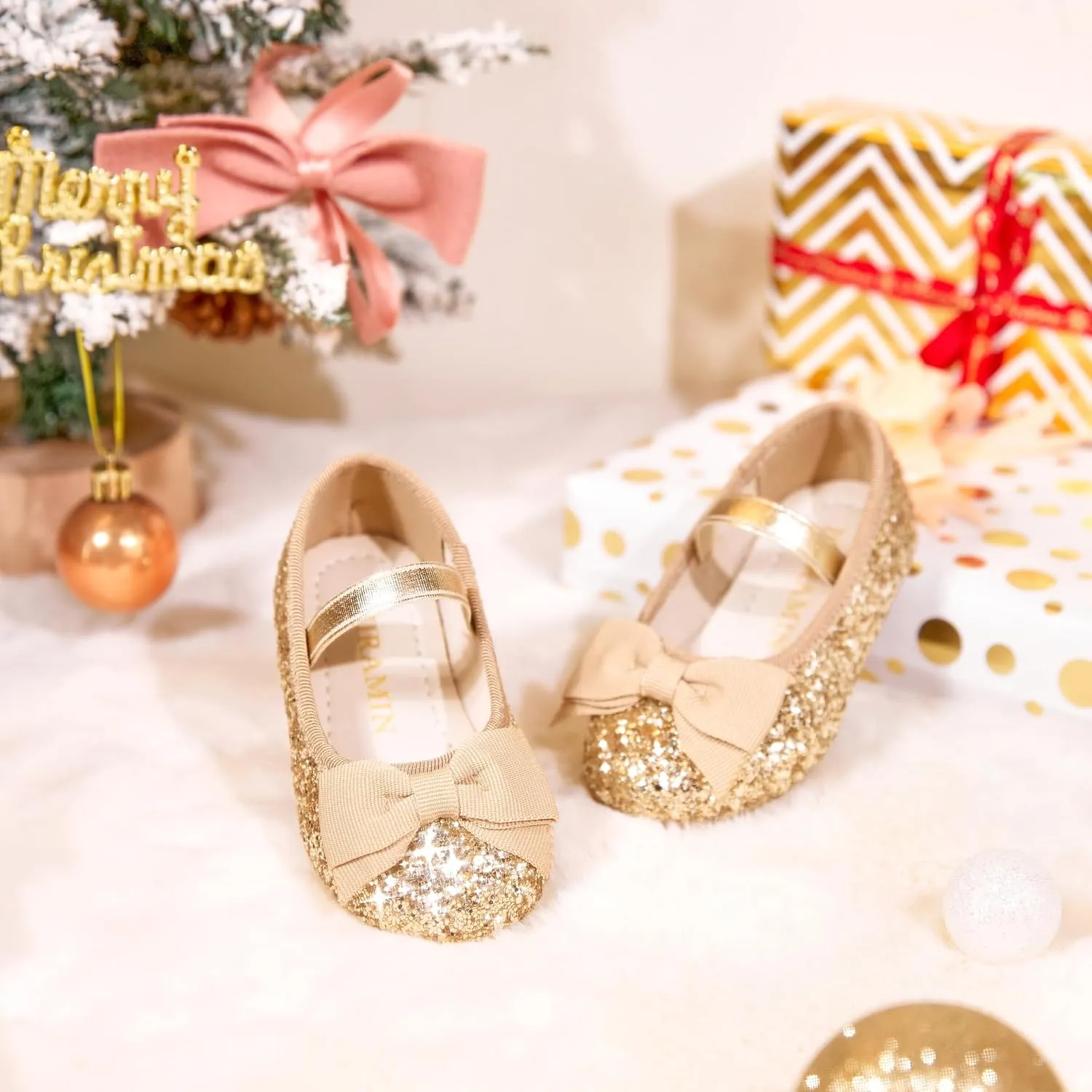 Toddler Flower Girl Dress Shoes - Little Girl Ballet Flats Bow Wedding Party