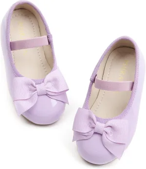 Toddler Flower Girl Dress Shoes - Little Girl Ballet Flats Bow Wedding Party
