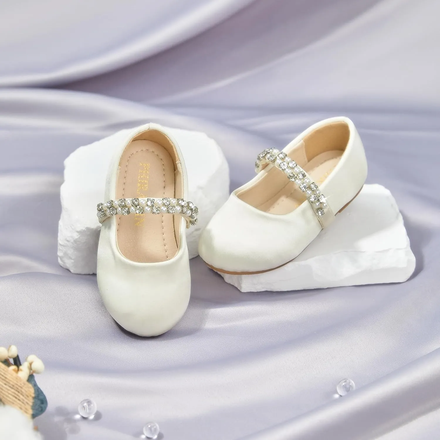 Toddler Flower Girl Dress Shoes - Little Girl Ballet Flats for Wedding Party