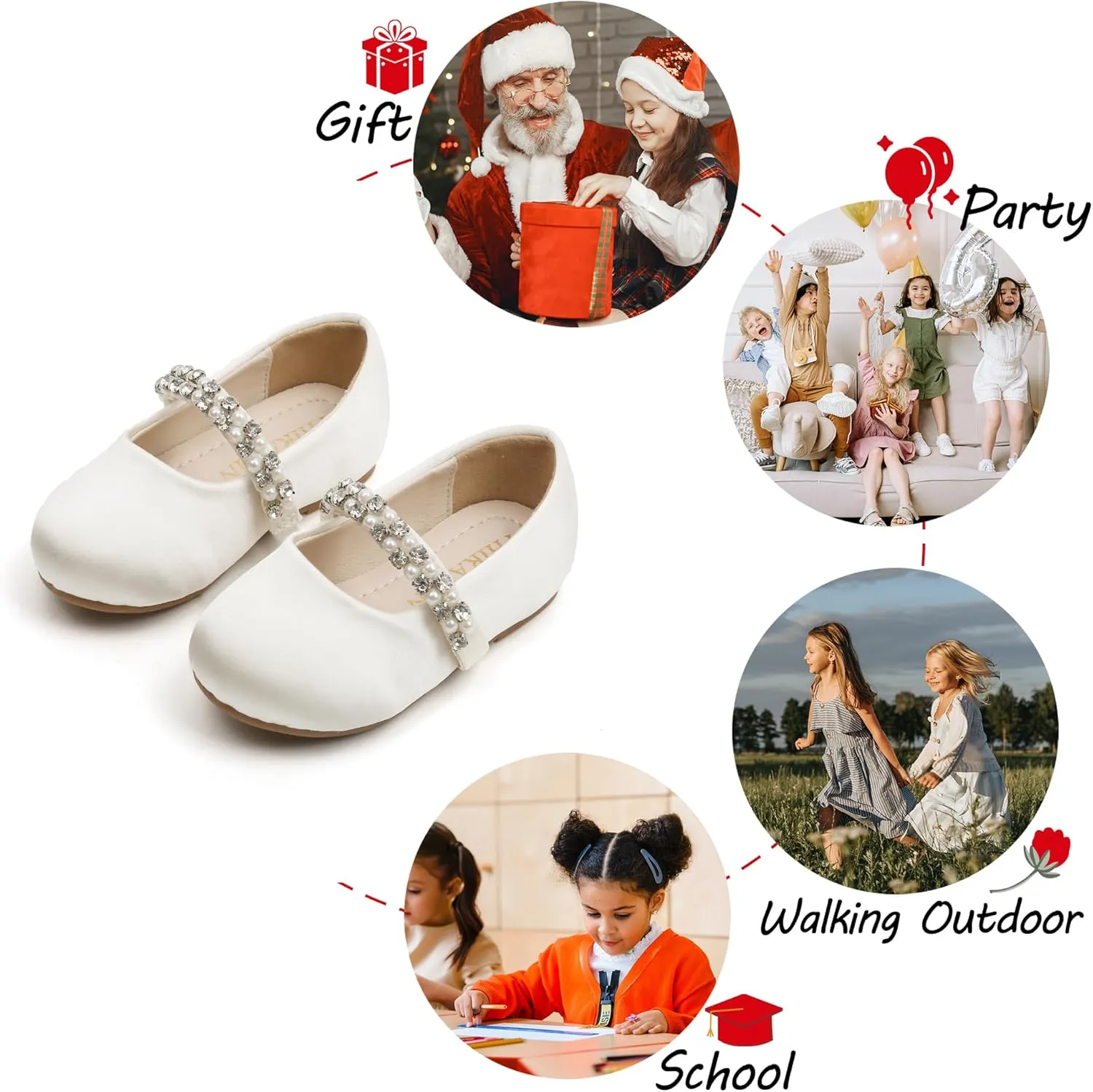 Toddler Flower Girl Dress Shoes - Little Girl Ballet Flats for Wedding Party