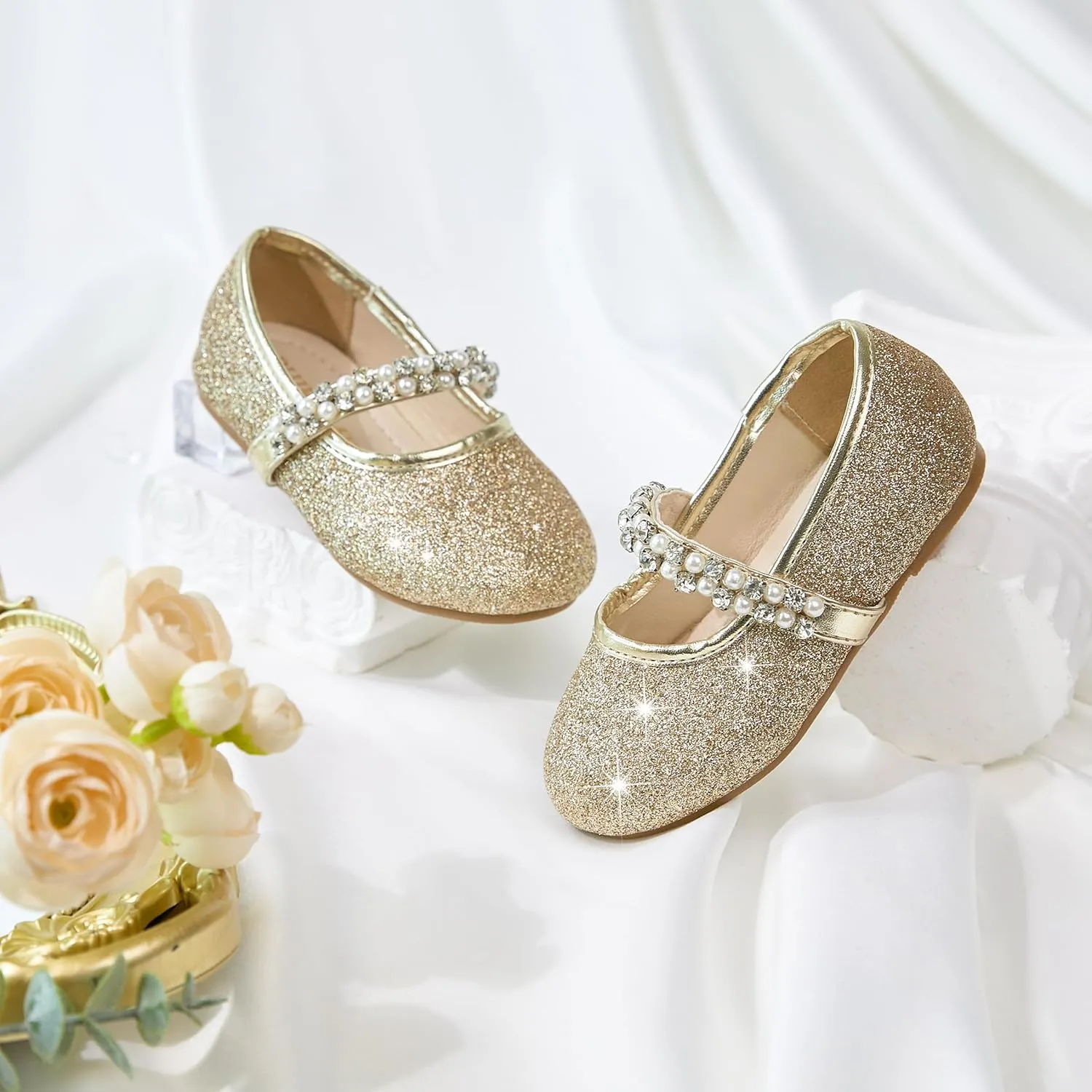 Toddler Flower Girl Dress Shoes - Little Girl Ballet Flats for Wedding Party