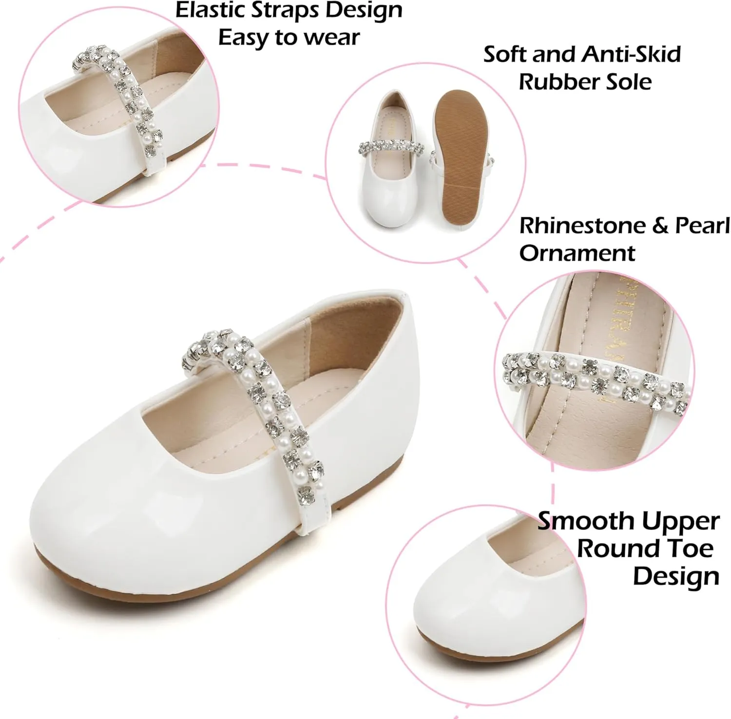 Toddler Flower Girl Dress Shoes - Little Girl Ballet Flats for Wedding Party